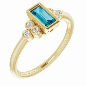 Traditional Item Chic Choice 14K Yellow Natural London Blue Topaz & .06 CTW Natural Diamond Ring