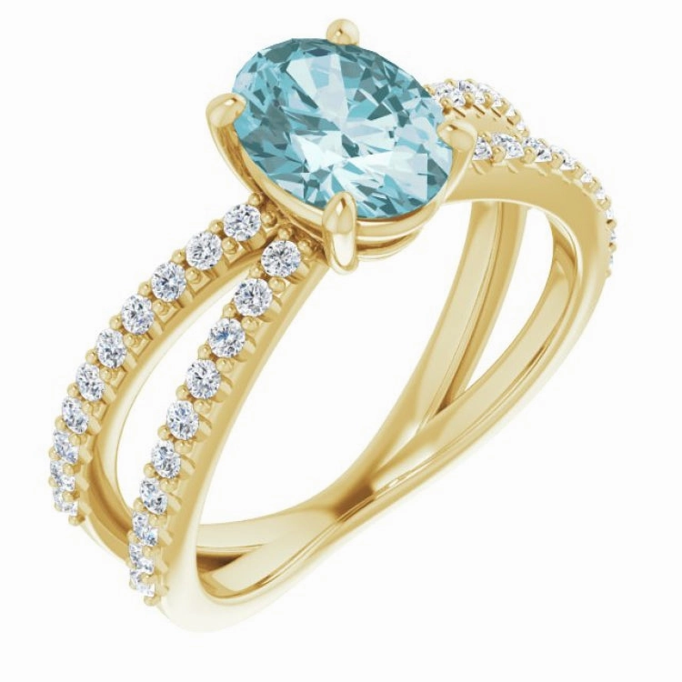 Ceremonial Purpose Comfortable Embellishment 14K Yellow Natural Sky Blue Topaz & 1/3 CTW Natural Diamond Ring