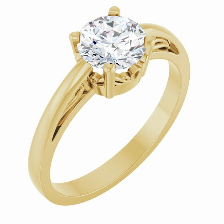 Brilliant Piece Classic Trinket 14K Yellow Stuller Lab-Created Moissanite Ring