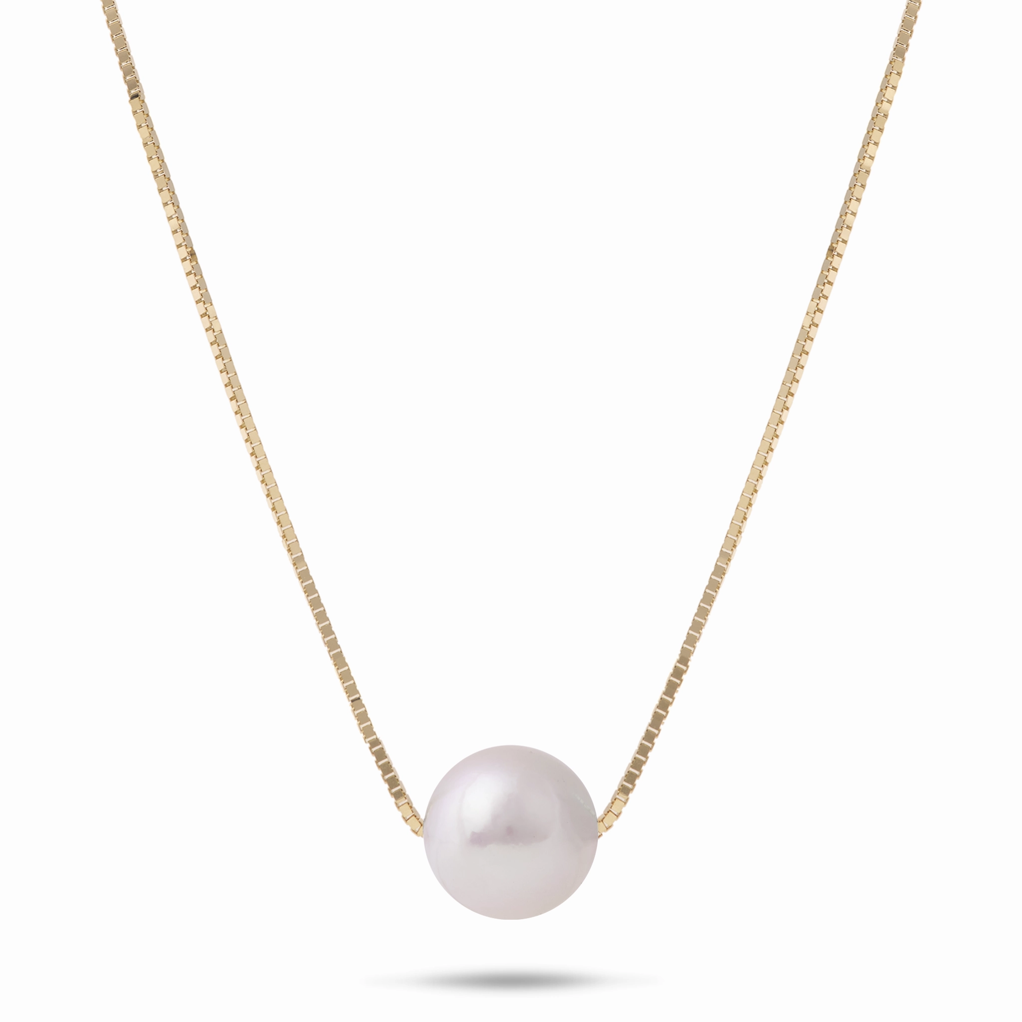 Alluring Style All Day Wear 16-18" Adjustable Akoya White Pearl Necklace in Gold - 8.5-9mm