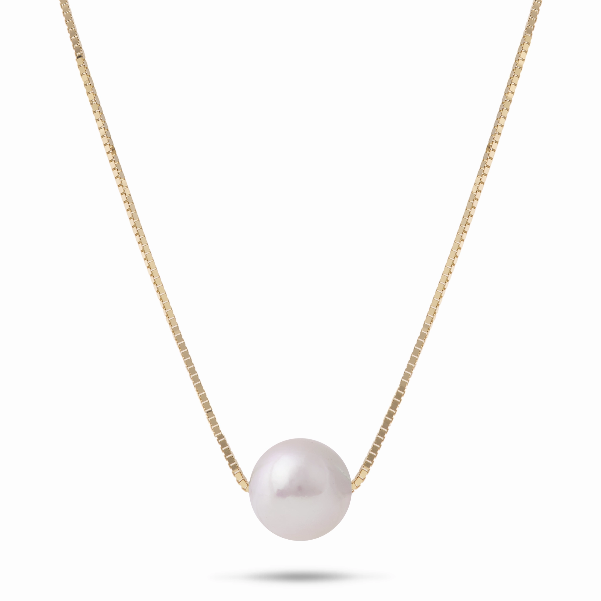 Luxe Glow 16-18" Adjustable Akoya White Pearl Necklace in Gold - 8.5-9mm
