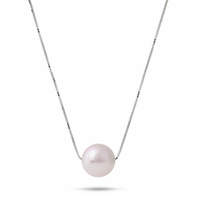 16-18" Adjustable Akoya White Pearl Necklace in White Gold - 8.5-9mm Dressy Mood