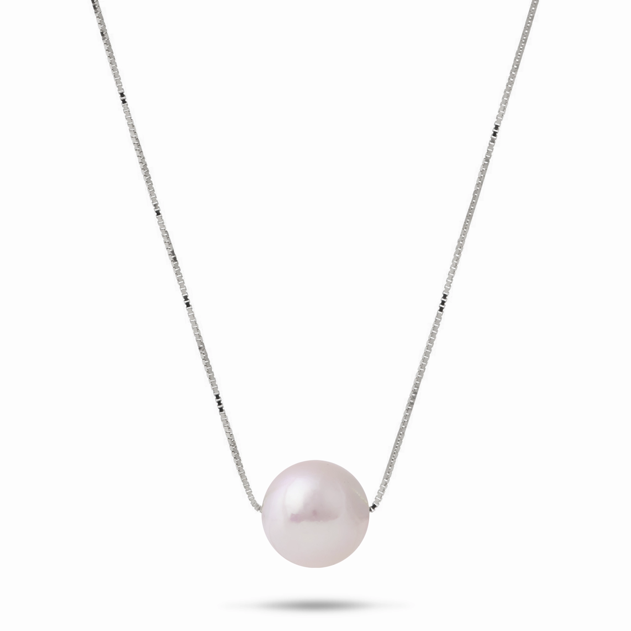 16-18" Adjustable Akoya White Pearl Necklace in White Gold - 8.5-9mm Dressy Mood