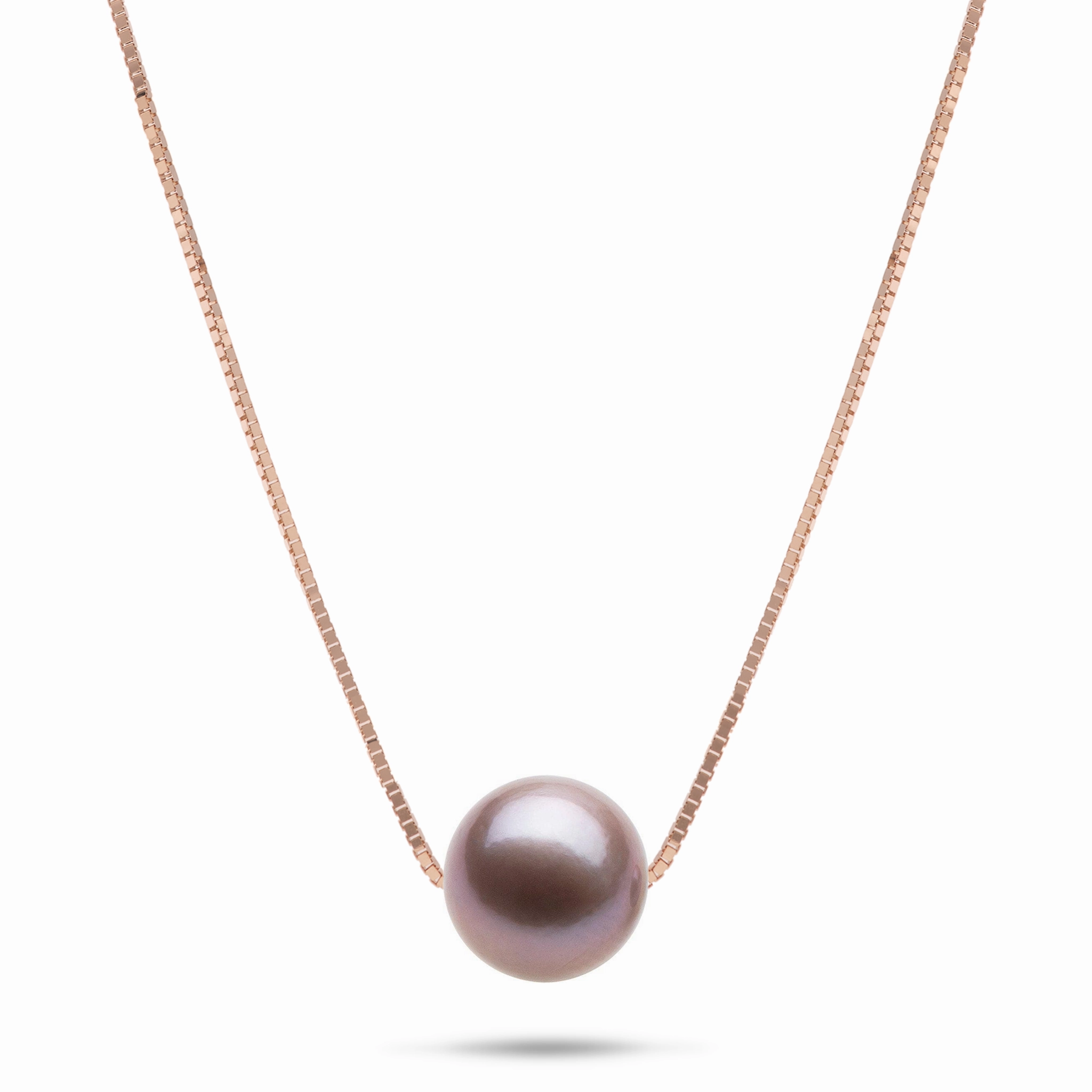 Glittering Details 16-18" Adjustable Freshwater Lilac Pearl Necklace in Rose Gold - 9-10mm