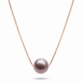 16-18" Adjustable Freshwater Lilac Pearl Necklace in Rose Gold - 9-10mm Luxury Design Refined Flow