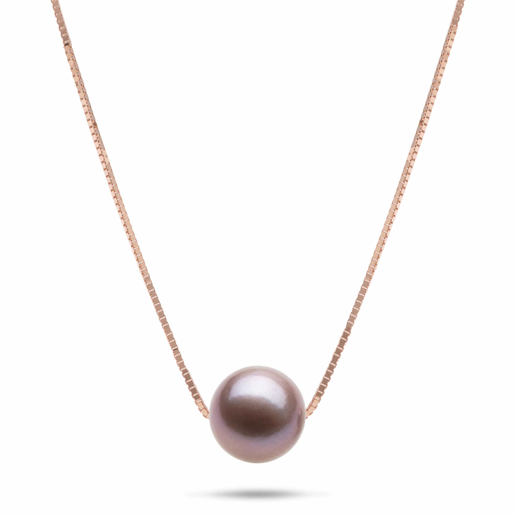 16-18" Adjustable Freshwater Lilac Pearl Necklace in Rose Gold - 9-10mm Luxury Design Refined Flow