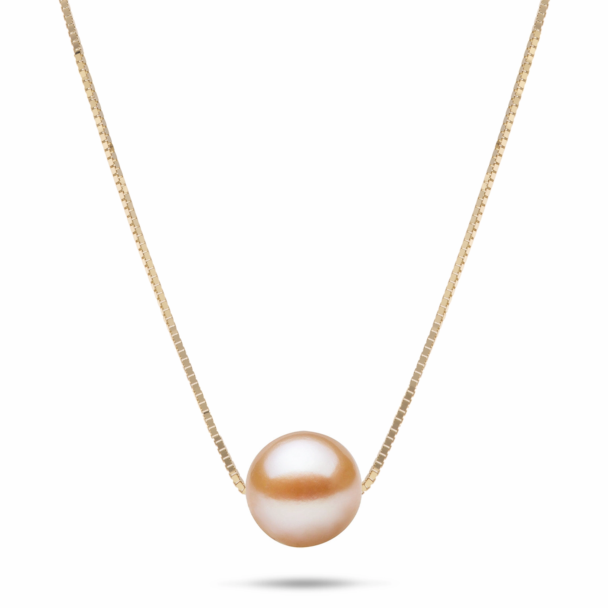 16-18" Adjustable Freshwater Peach Pearl Necklace in Gold - 9-10mm Evening Accessories Fresh Highlight