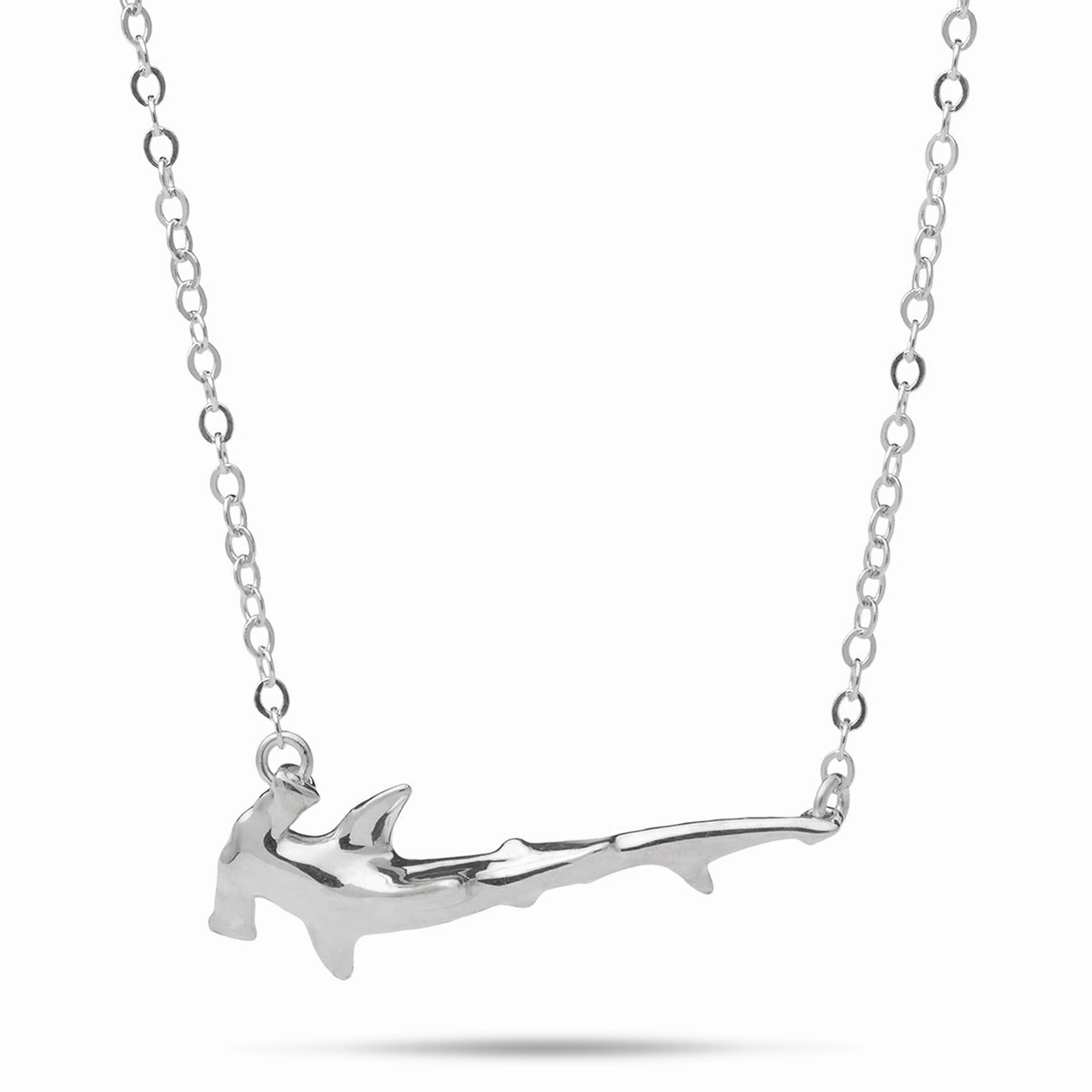 Exquisite work Layered Accent 16-18" Adjustable Hammerhead Shark Necklace in Sterling Silver