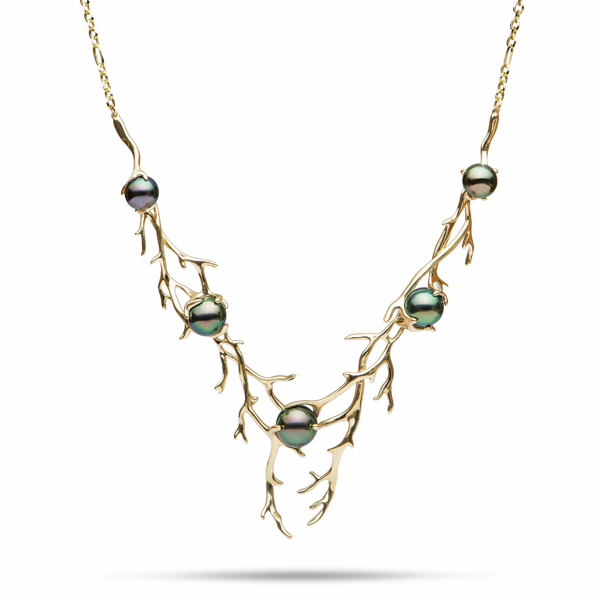 16-18" Adjustable Heritage Tahitian Pearl Necklace in Gold Sophisticated Shine Custom Design Pieces