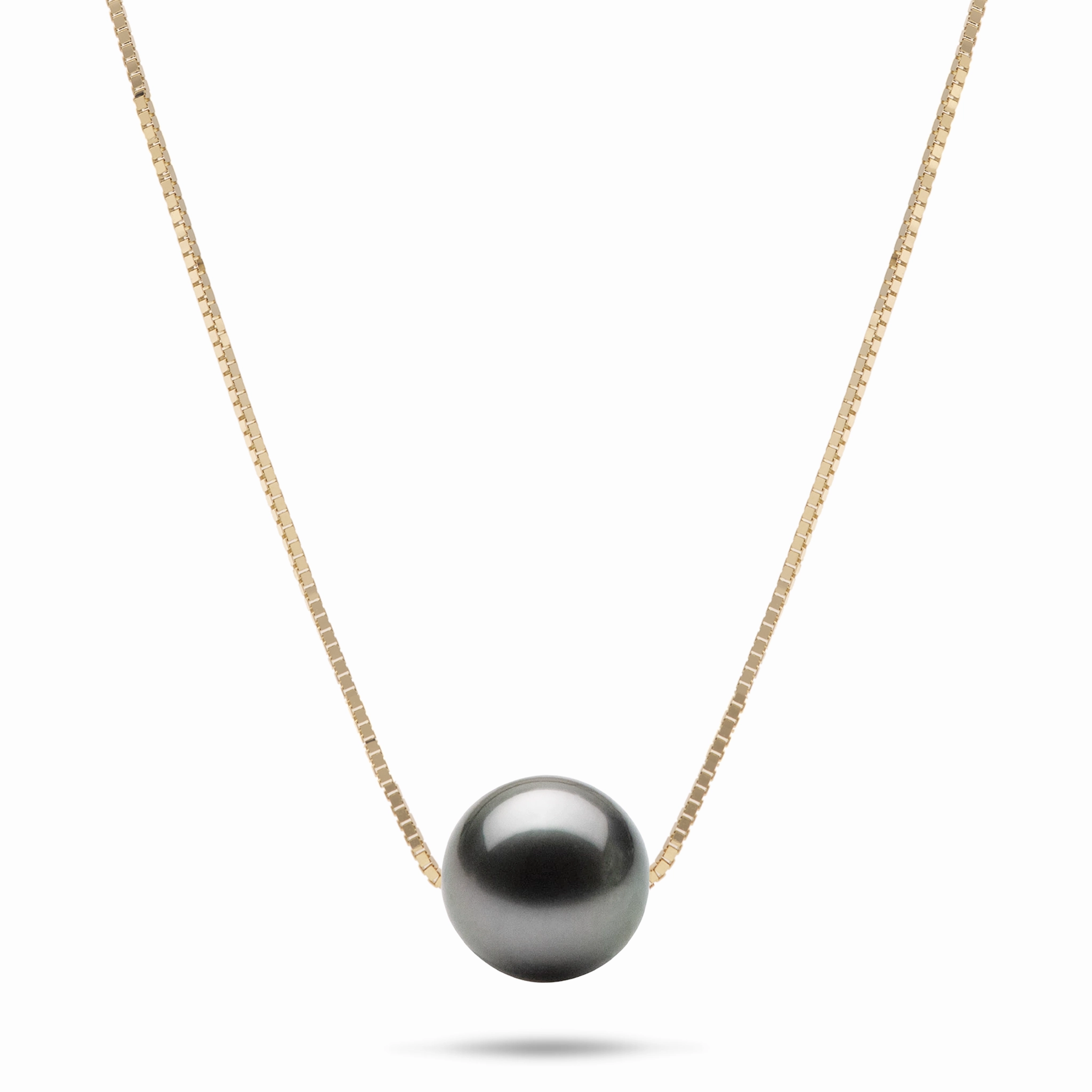 Classic Craft 16-18" Adjustable Tahitian Black Pearl Necklace in Gold - 9-10mm