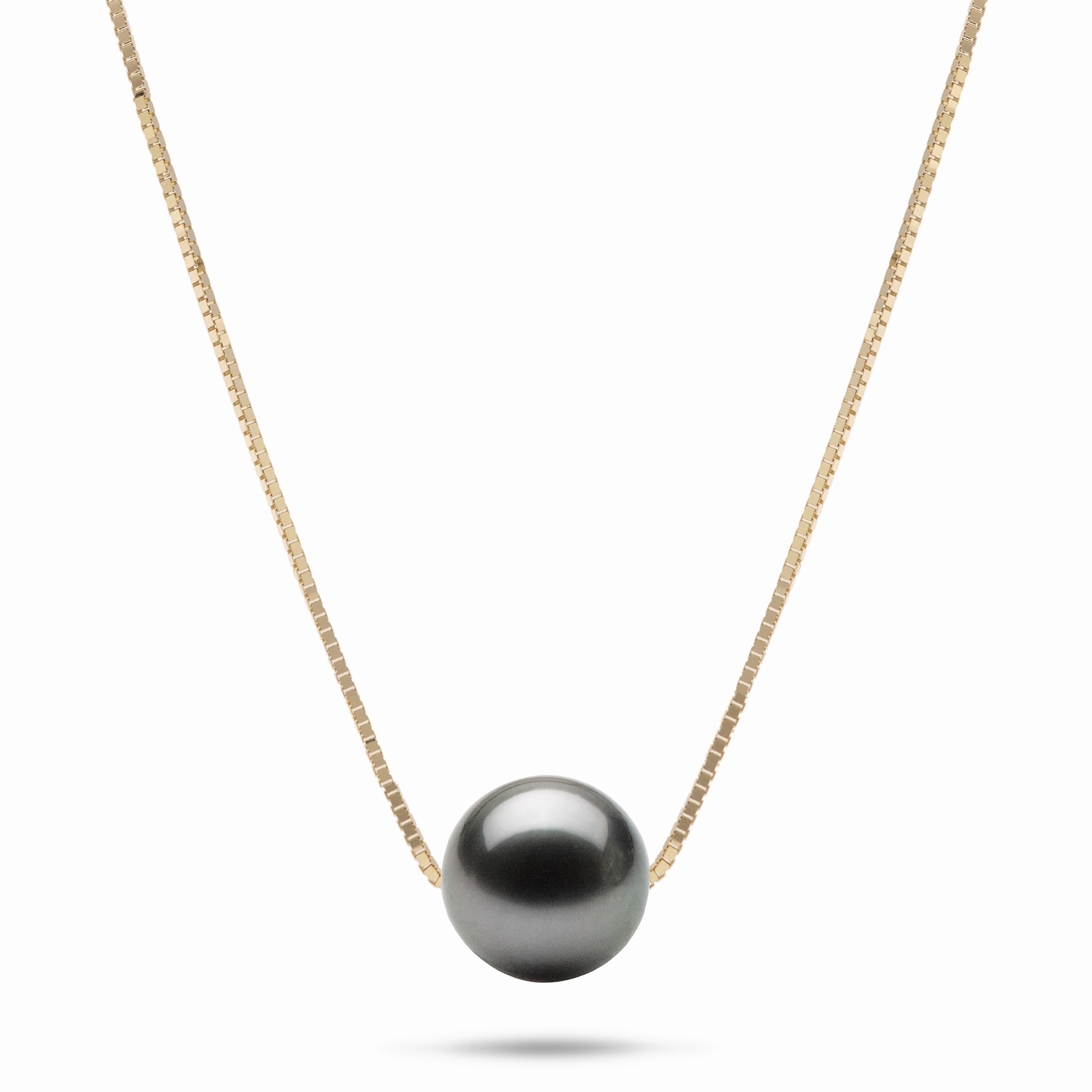16-18" Adjustable Tahitian Black Pearl Necklace in Gold - 9-10mm Party essential