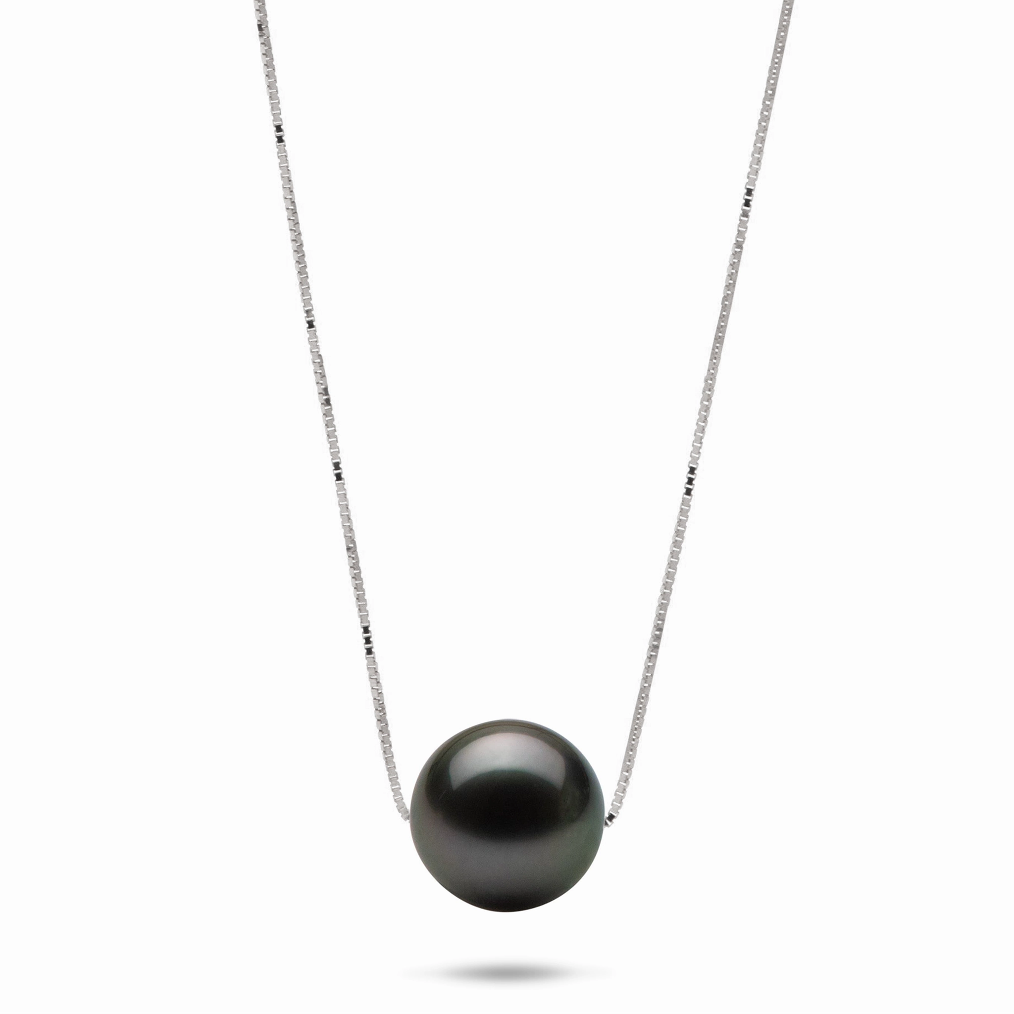 Starry Night 16-18" Adjustable Tahitian Black Pearl Necklace in White Gold - 9-10mm