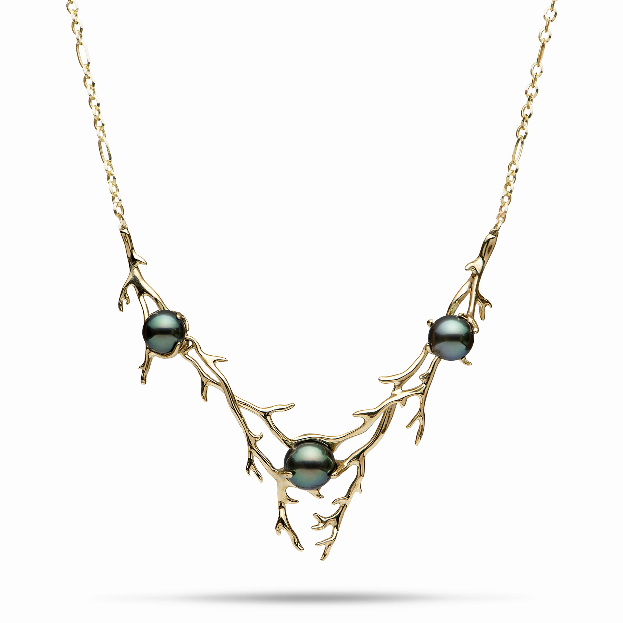 16.5-18" Adjustable Heritage Tahitian Pearl Necklace in Gold Distinctive Style Pieces Opulent Accent