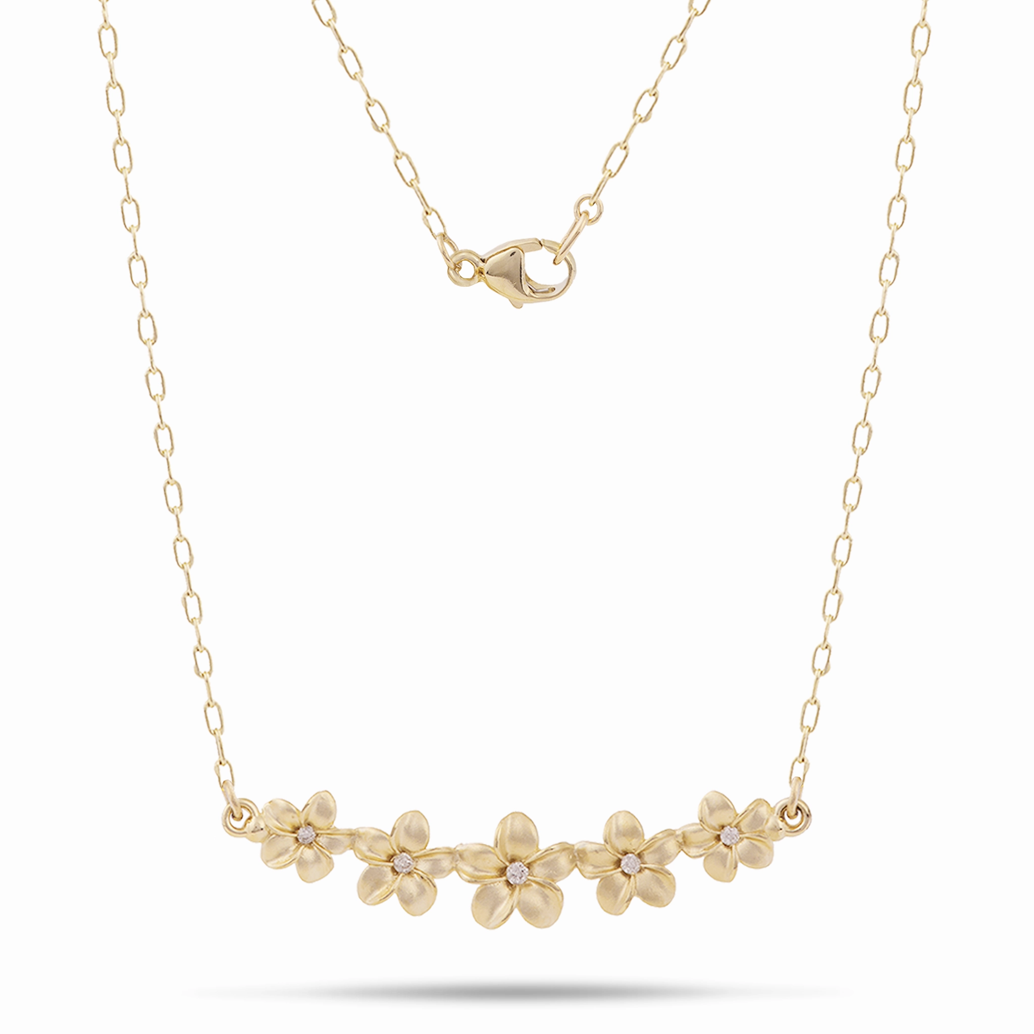 Classic Craft Refined Taste 16" Plumeria Necklace in Gold with Diamonds - 30mm