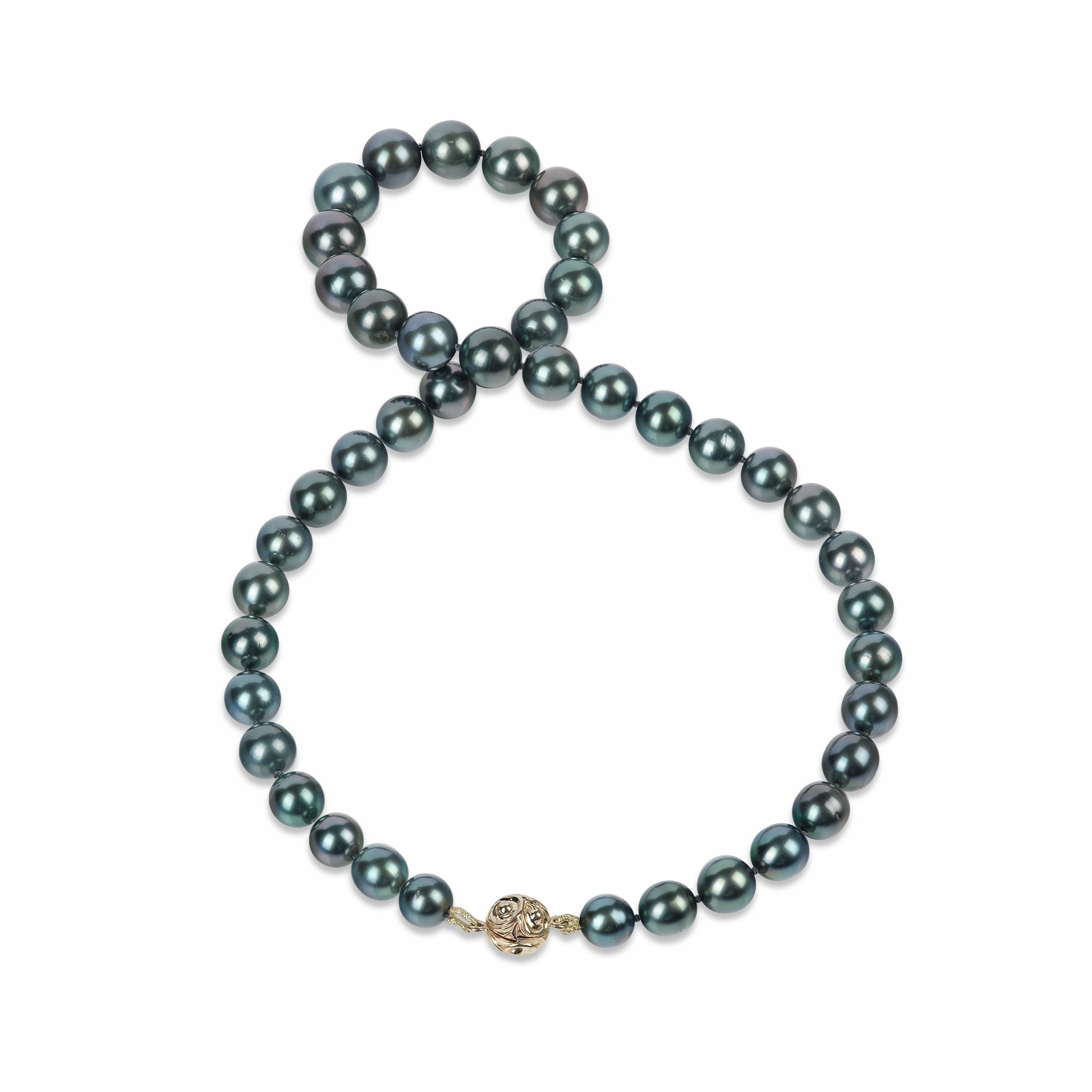 True Touch 17-19" Tahitian Black Pearl Strand with Magnetic Gold Clasp - 8-11mm