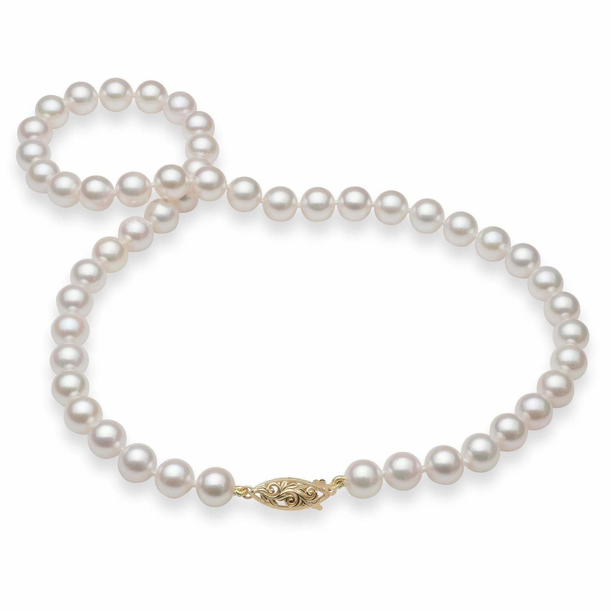 Artistic Detail Refined Line 18-19" Akoya White Pearl Strand with Gold Clasp - 8-8.5mm