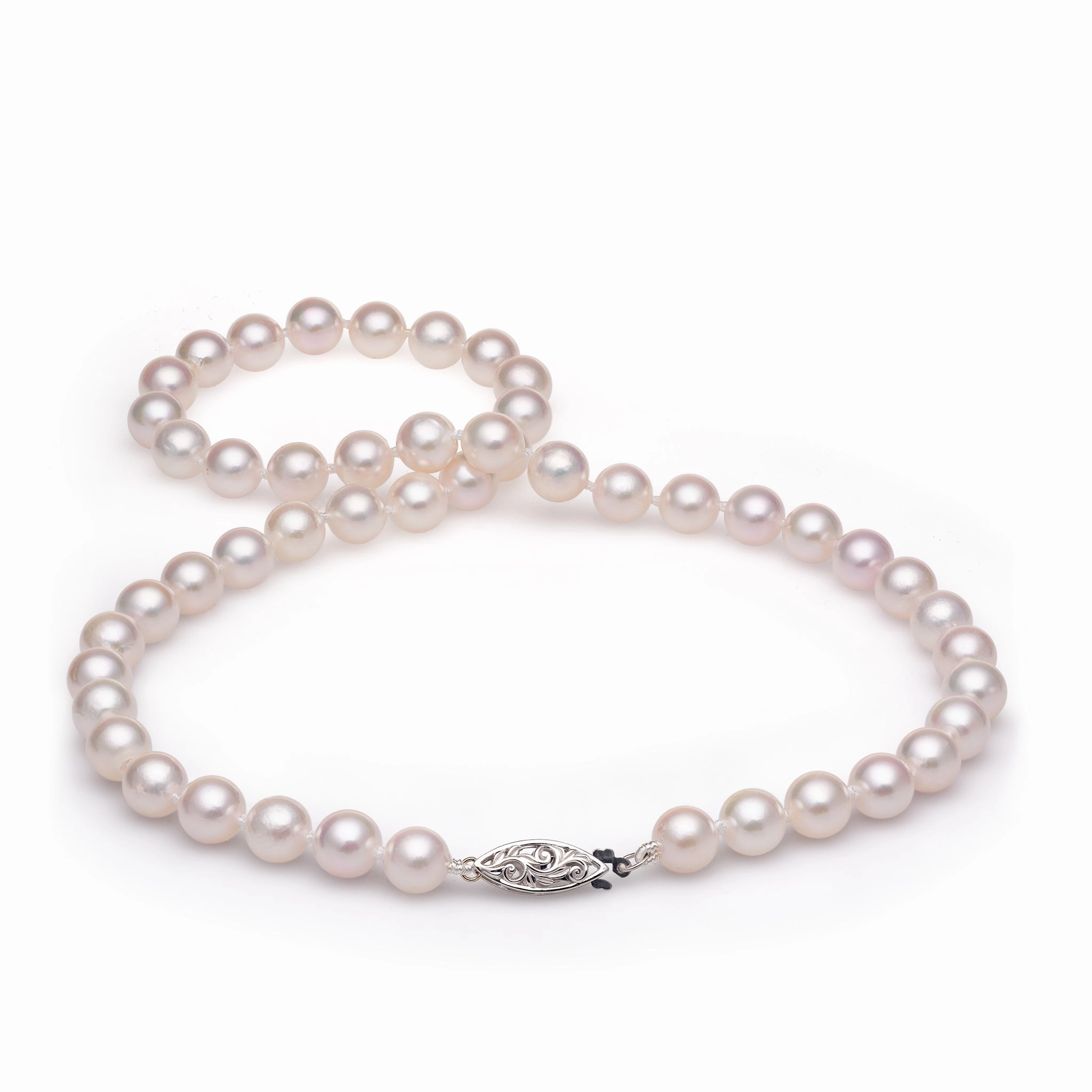 Effortless Elegance Chic Flash 18-19" Akoya White Pearl Strand with White Gold Clasp - 8-8.5mm
