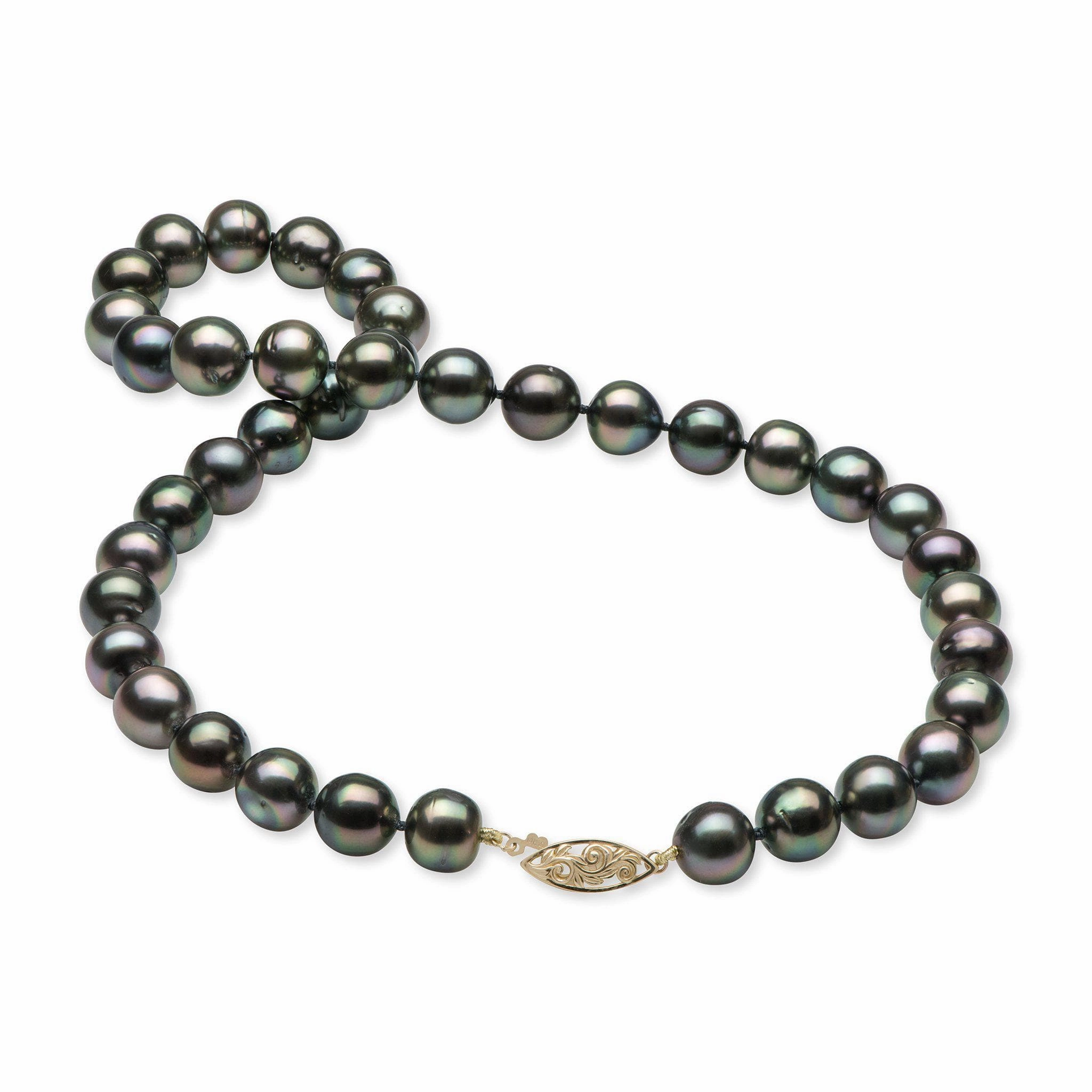 18-19" Tahitian Black Pearl Strand with Gold Clasp - 10-12mm Minimalist Charm Handcrafted Work