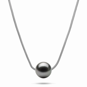 youth appeal 18" Tahitian Black Pearl Necklace in Sterling Silver