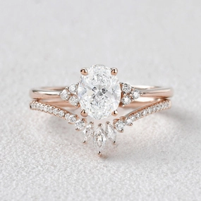 1.0-2.0ct Lab Grown Diamond Engagement Ring Set 2pcs Elegant Form Timeless Touch