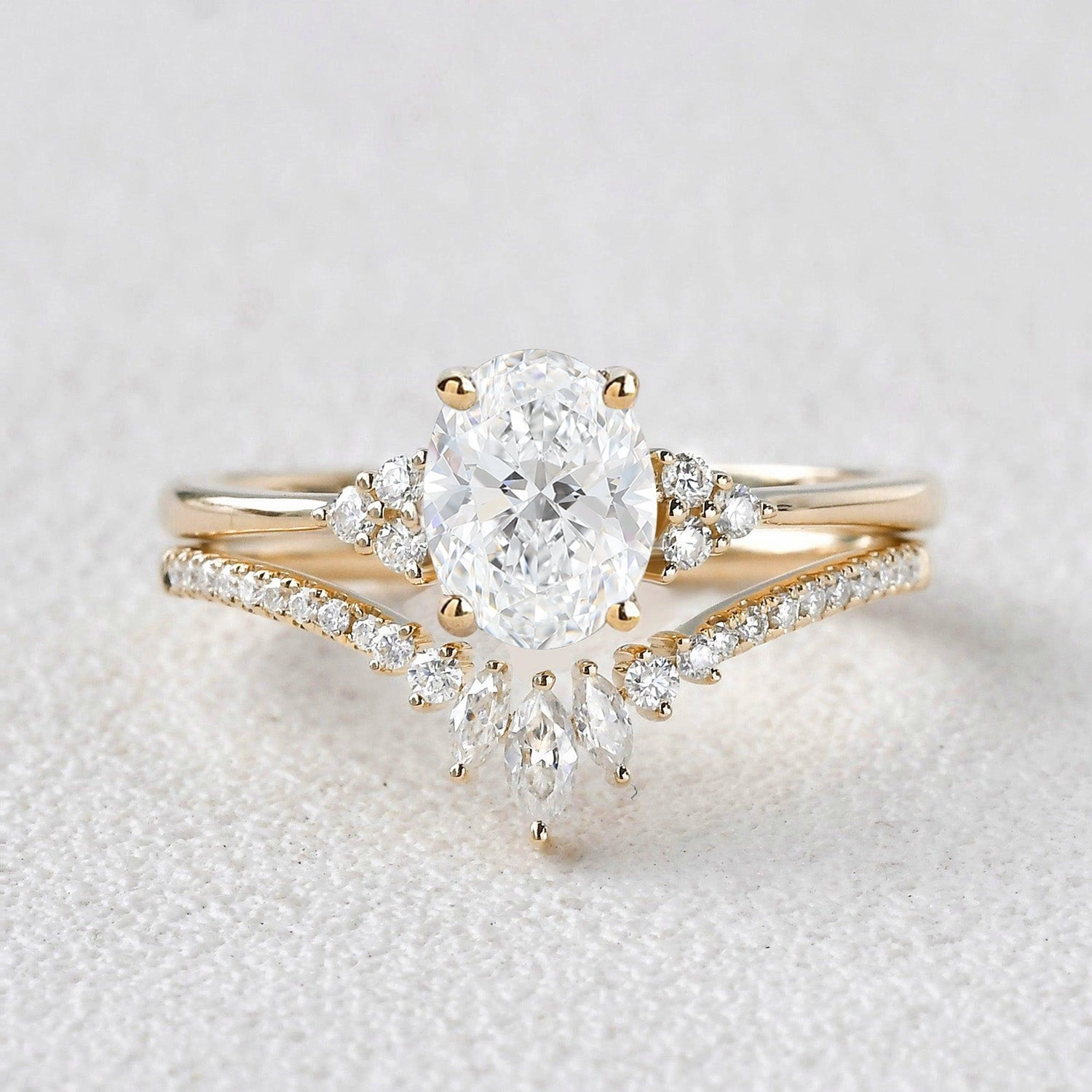 1.0-2.0ct Lab Grown Diamond Engagement Ring Set 2pcs Personal Touch Seasonal accessory