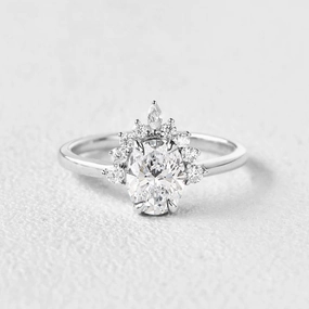 Gift Surprise Innovative concept 1.0-2.0ct Oval Cut Lab Grown Diamond 4-Prong Gold Ring