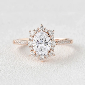1.0-2.0ct Oval Cut Lab Grown Diamond Halo Engagement Ring Comfortable Decoration Ornate Token