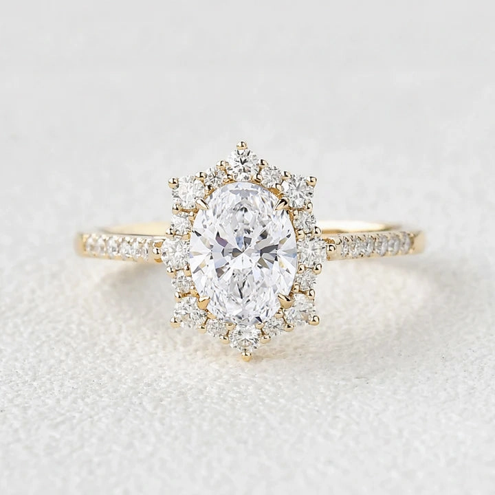 1.0-2.0ct Oval Cut Lab Grown Diamond Halo Engagement Ring Luxury Choice