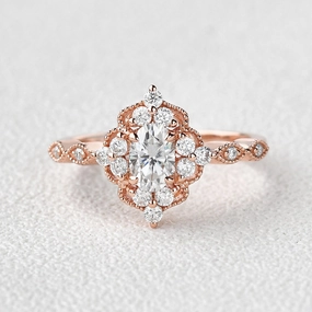 Everyday Detail 1.0ct Bohemian Moissanite Vintage Halo Engagement Ring