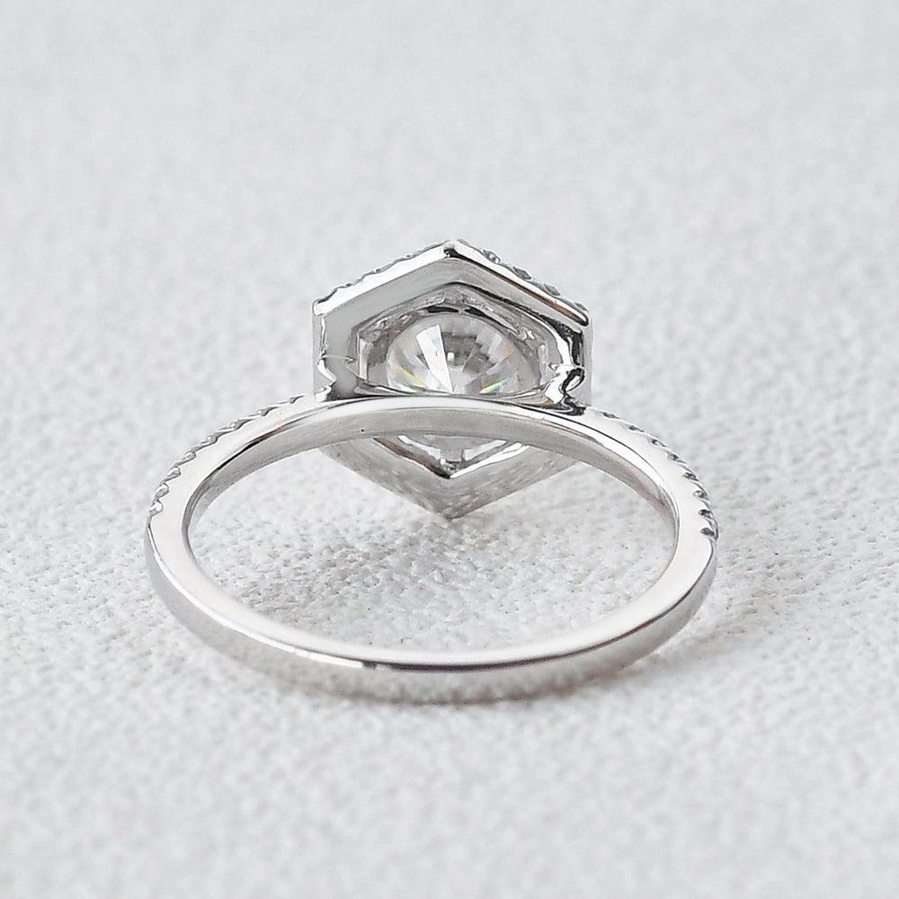 Glam Set 1.0ct Hexagon Moissanite Classic Halo Geometric Ring