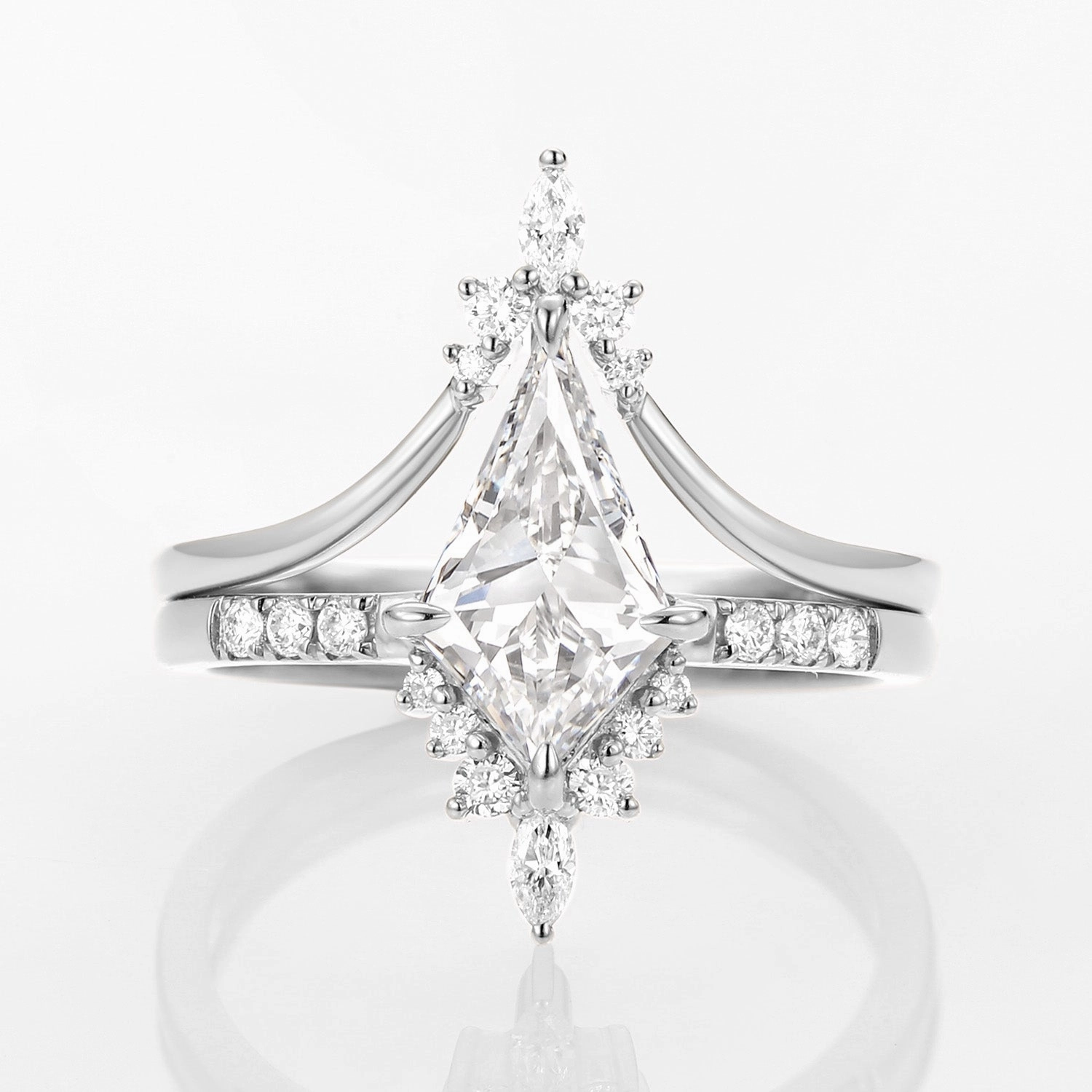 Creative Style 1.0ct Kite Cut Lab Grown Diamond Engagement Ring Set 2pcs - Starla