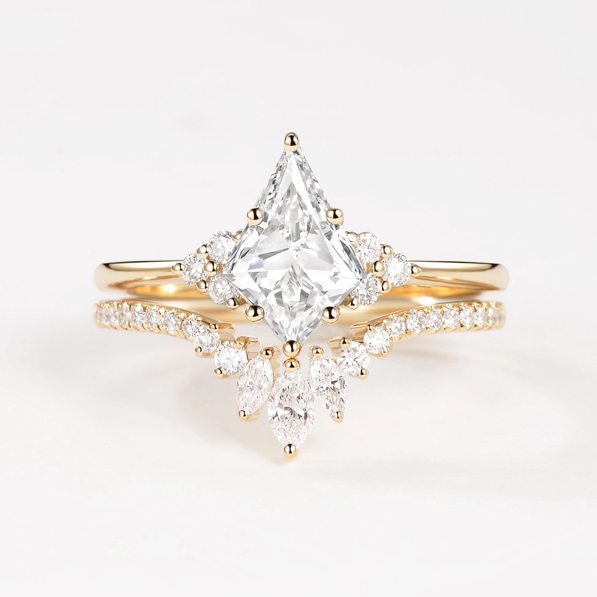 1.0ct Kite Lab Grown Diamond Engagement Ring Set 2pcs - Lydia Chic Product HighEnd Bauble