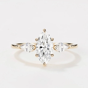 1.0ct Marquise Cut Lab Grown Diamond Three Stone Engagement Ring Time Honored