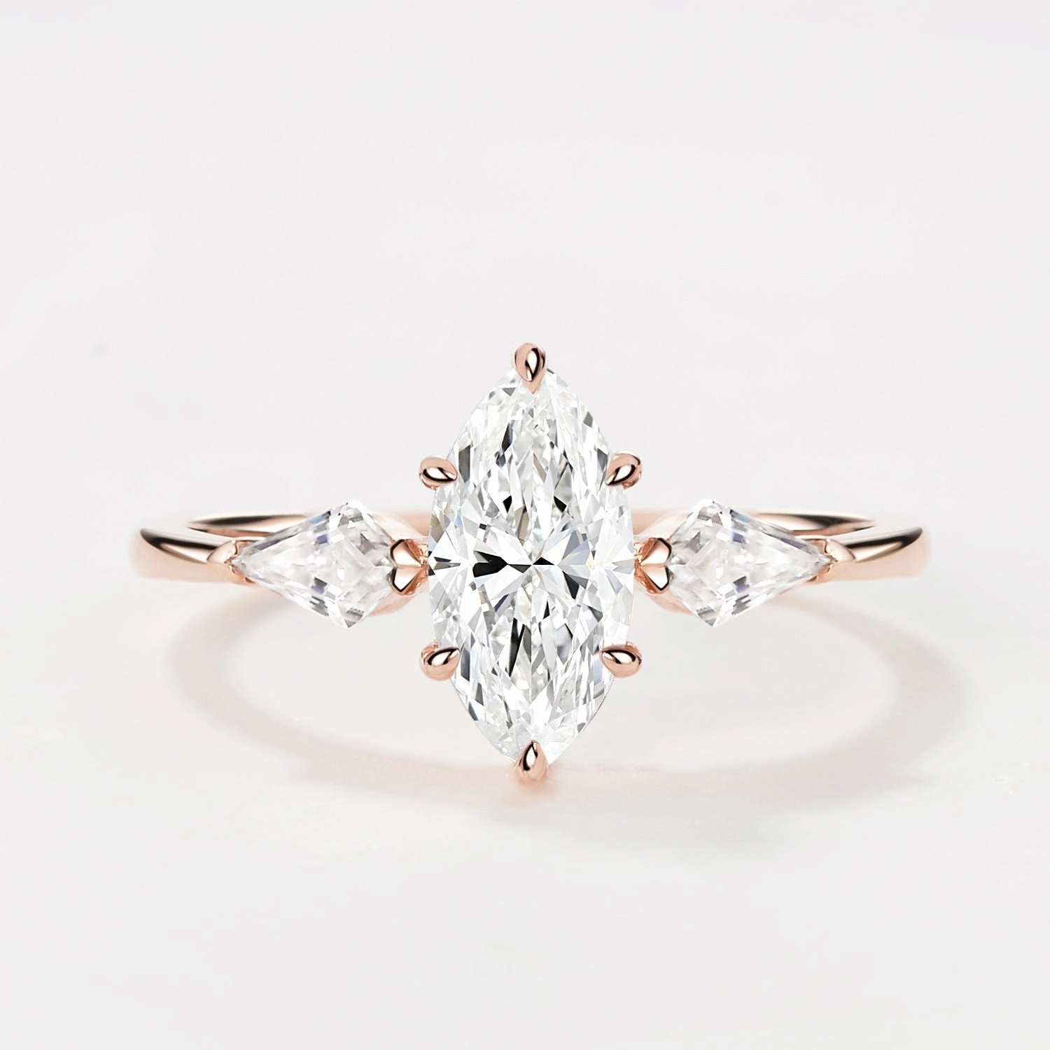 Luxury Line 1.0ct Marquise Cut Lab Grown Diamond Three Stone Engagement Ring