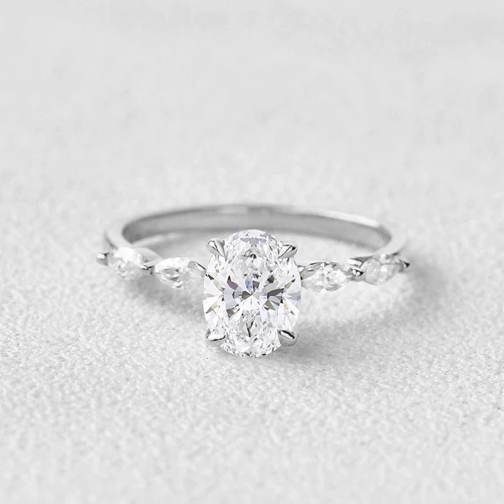 1.0ct Oval Cut Lab Grown Diamond Classic Marquise Gold Ring Genuine Sentiment