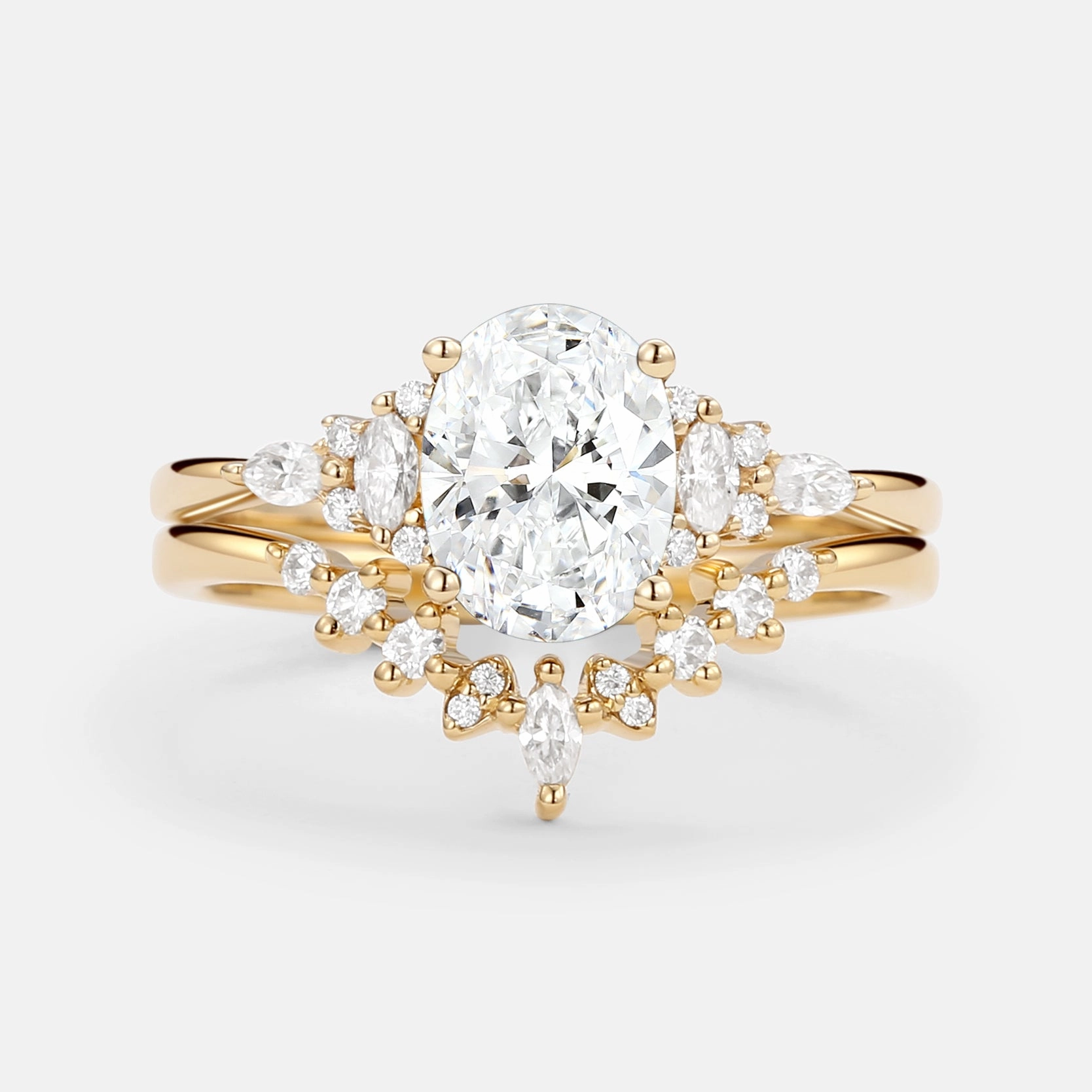 Eternal Accessory 1.0ct Oval Cut Lab Grown Diamond Ring Set 2pcs - Freya