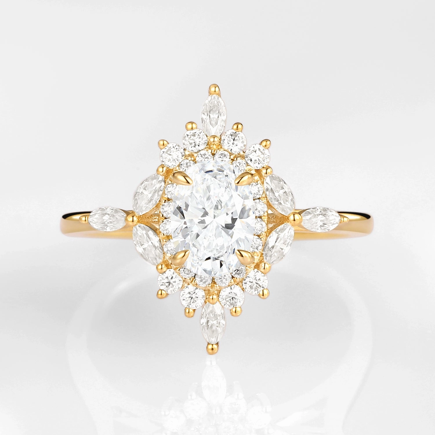 Elegant Finish Fashionable Accessory 1.0ct Oval Moissanite Floral Vintage Engagement Ring