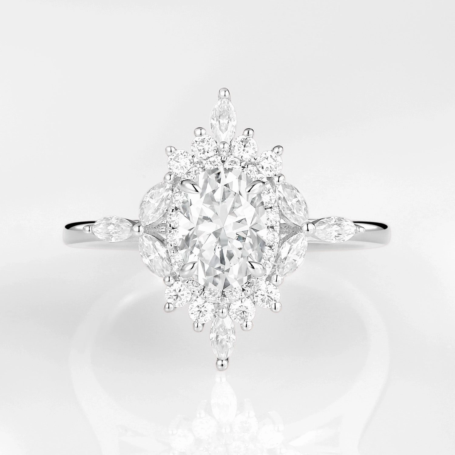 Dazzling Finish Elegant Style 1.0ct Oval Moissanite Floral Vintage Engagement Ring