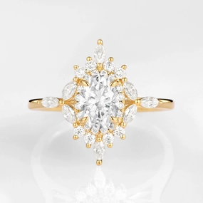 Fine Accent Shiny Creations 1.0ct Oval Moissanite Floral Vintage Engagement Ring