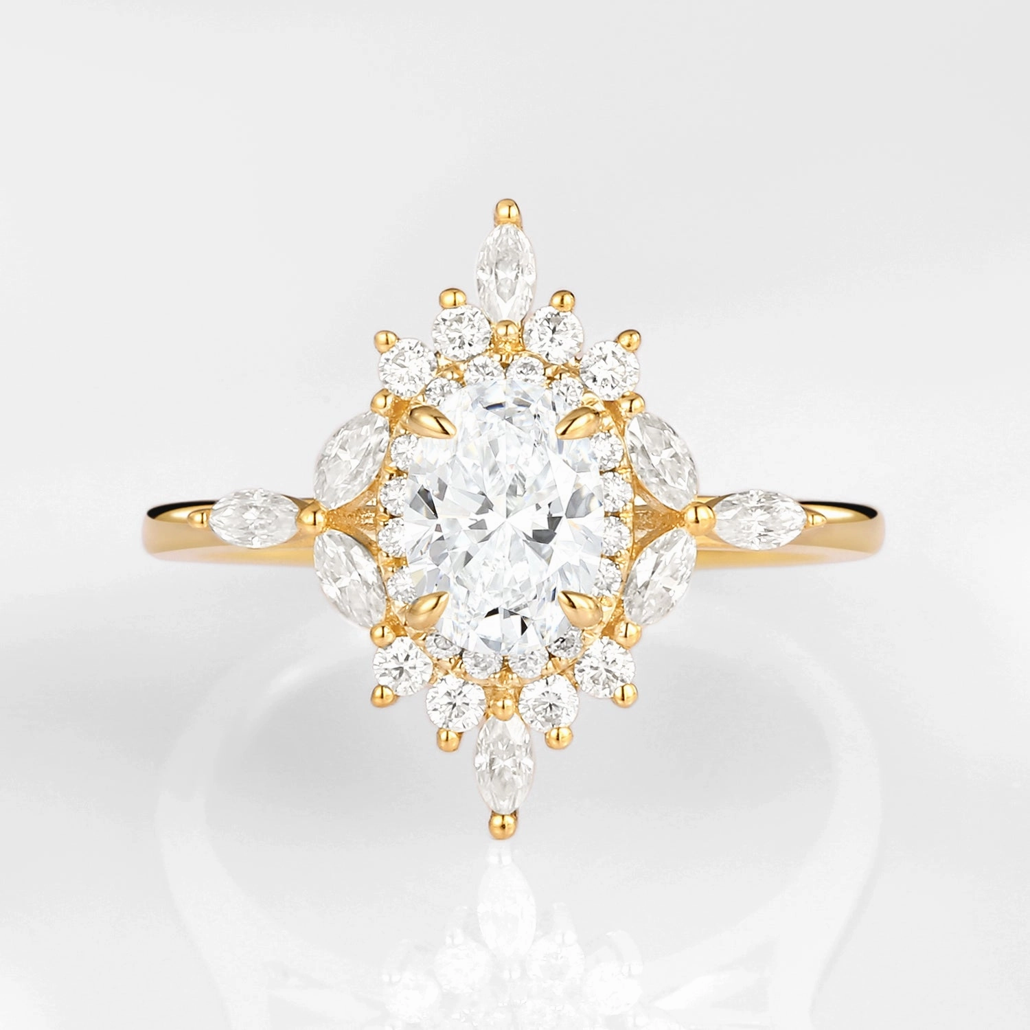 1.0ct Oval Moissanite Floral Vintage Engagement Ring Occasion Accent