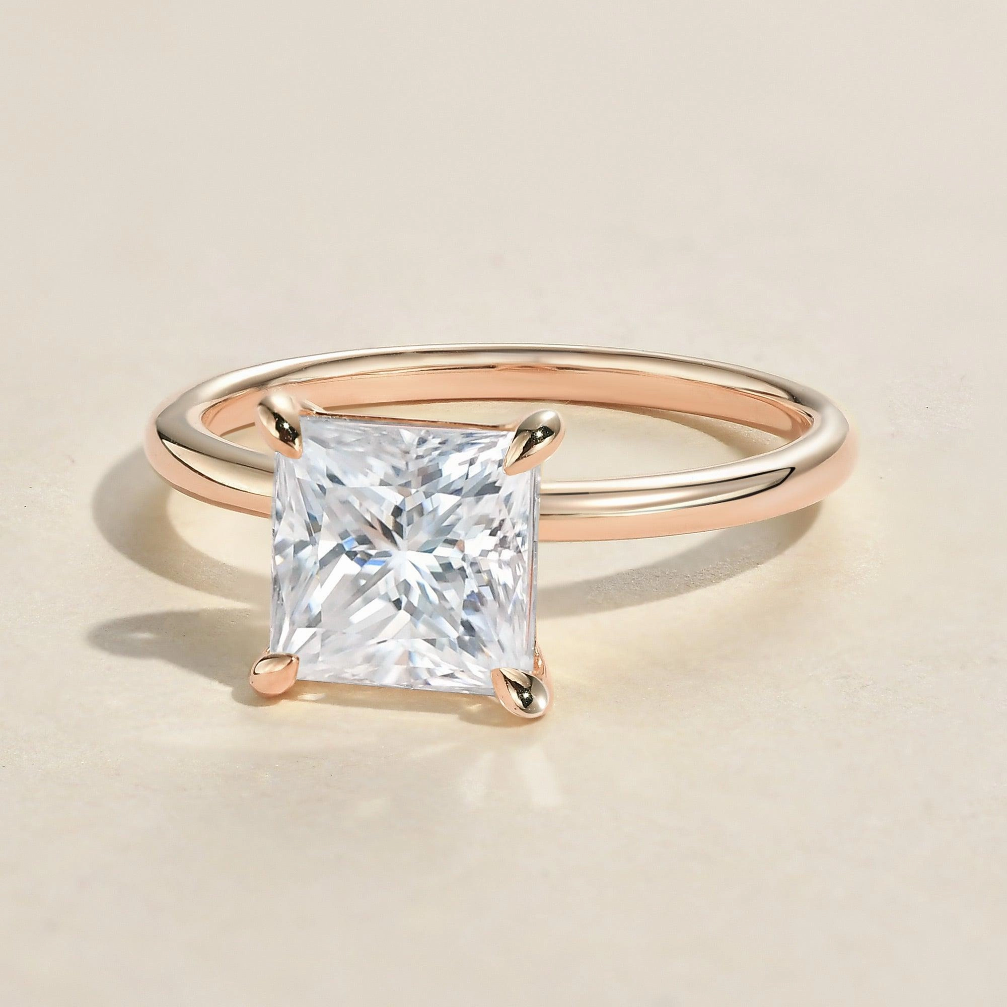 Birthday Style 1.0ct Princess Cut Moissanite Classic Solitaire Ring