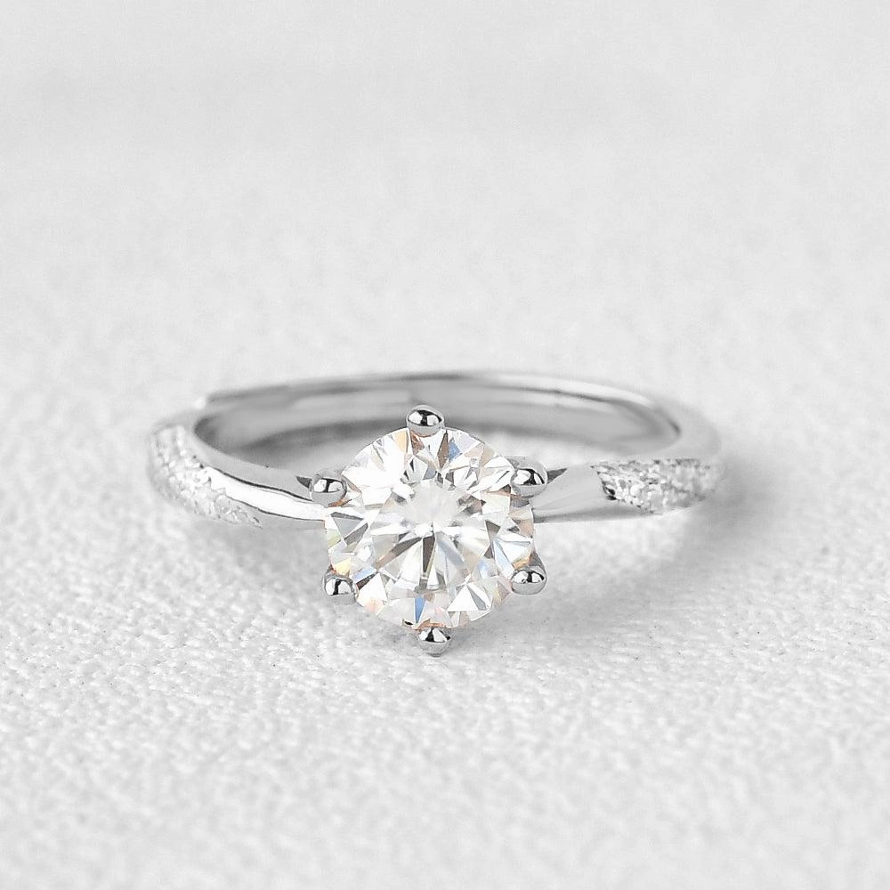 1.0ct Round Cut Moissanite Six-prong Vintage Solitaire Ring Charming Sparkle Luxe Shine Up