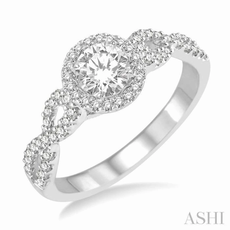 Artisan Vibe 1/2 ctw Diamond Engagement Ring with 1/5 ct Round Cut Center Stone in 14K White Gold