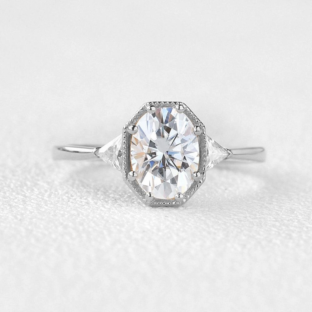 1.5ct Geometric Moissanite Three-stone Vintage Ring Energy Efficient Exclusive Style