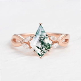 1.5ct Kite Shaped Moss Agate Infinity Engagement Ring - Ori Any Style