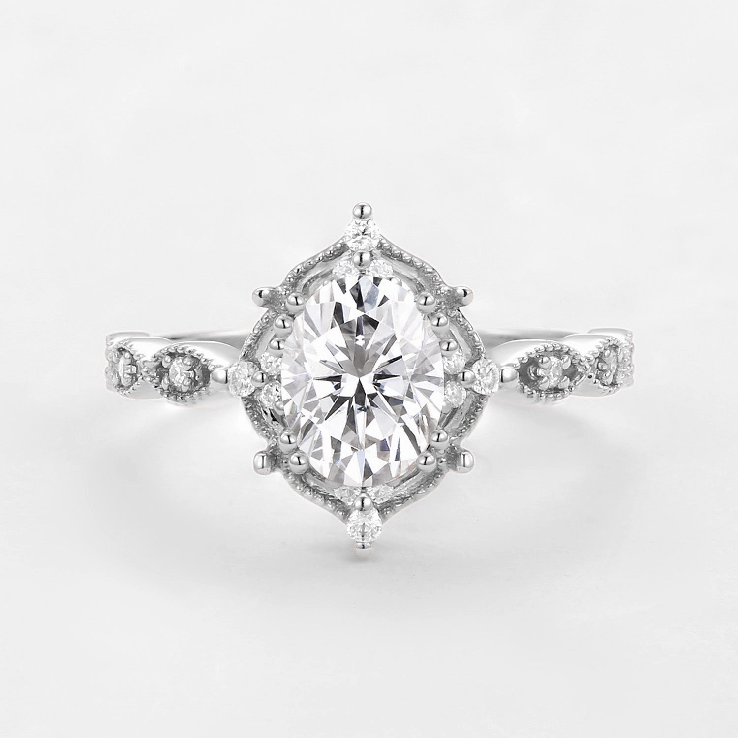 1.5ct Moissanite Signature Vintage Engagement Ring - The ??Charlotte?? Ring Travel Present Contemporary Mark