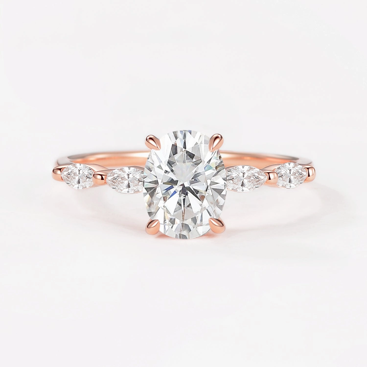 1.5ct Oval Moissanite Vintage Solitaire Ring - Elizabeth Simple Look