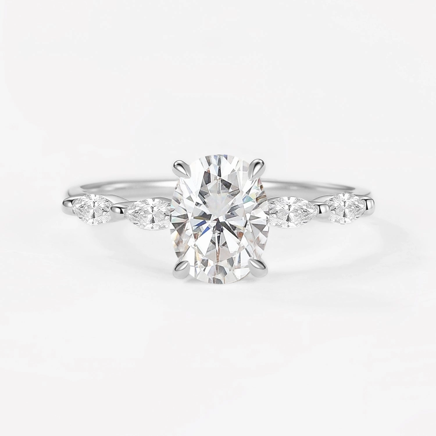1.5ct Oval Moissanite Vintage Solitaire Ring - Elizabeth Shining Detail