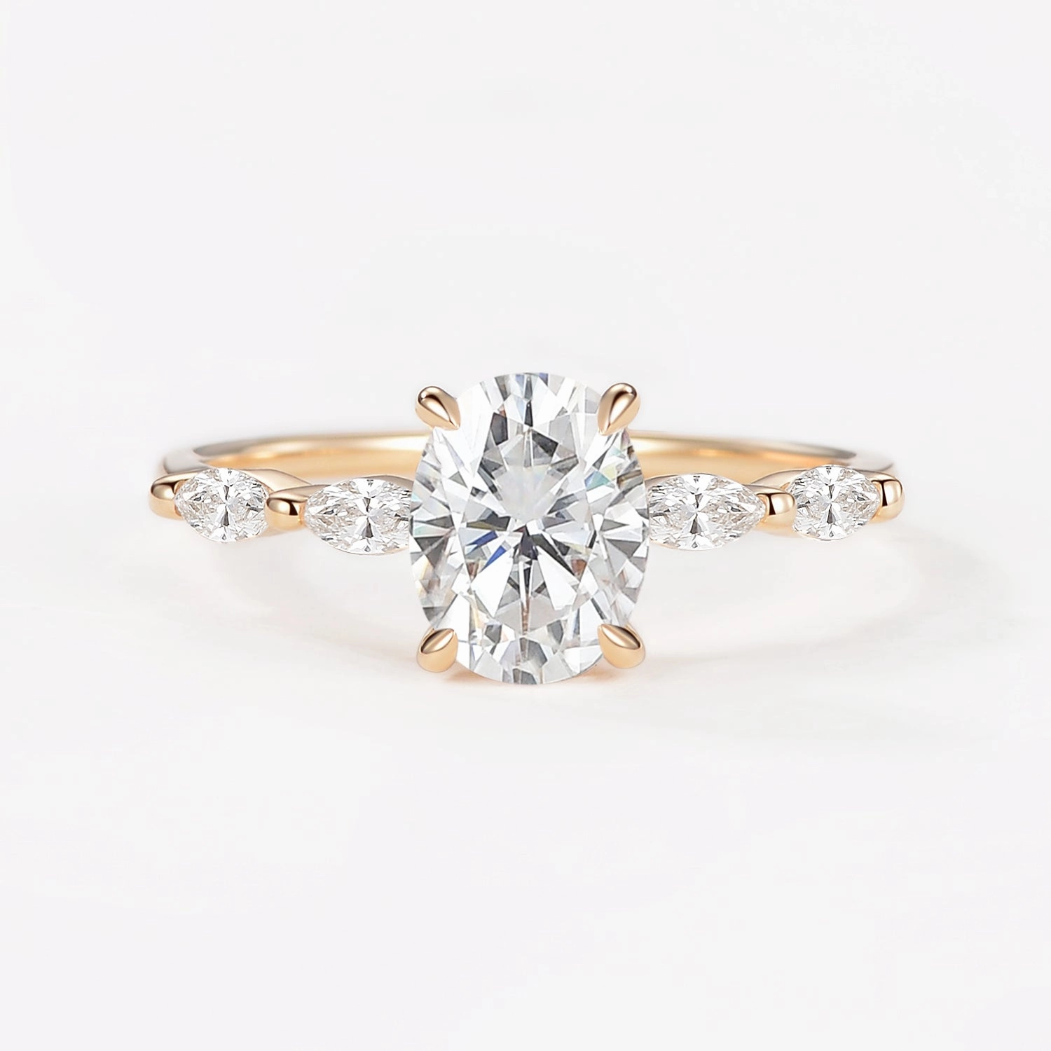 1.5ct Oval Moissanite Vintage Solitaire Ring - Elizabeth Crisp Finish
