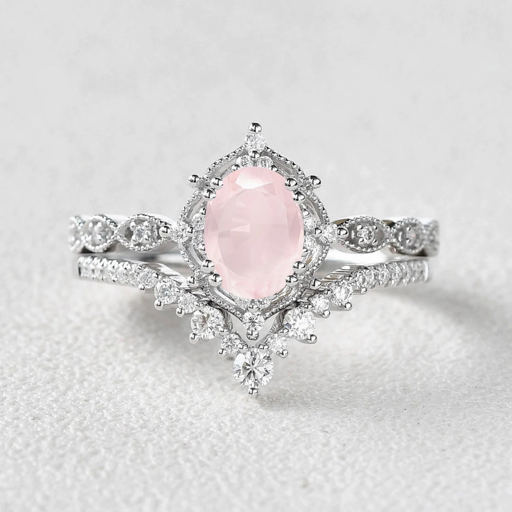 Fantastic Symbol 1.5ct Padparadscha Sapphire Signature Vintage Ring Set 2pcs - Charlotte